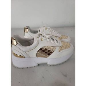 New Michael Kors gold and white sneakers